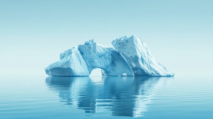 Majestic Iceberg Formation Reflecting on Calm Arctic Waters Scenery Landscape