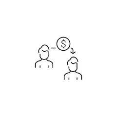 single outline icon loans to people. with people elements and dollar symbol. linier icon collection. editable stroke. vector illustration.