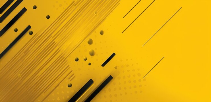 Yellow graphic design with parallel lines and shapes