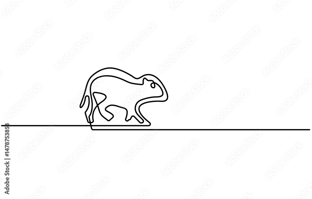Poster capybara vector illustration, continuous one line drawing, isolated on white background. simple desi