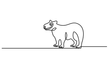 Capybara Vector illustration, continuous one line drawing, isolated on white background. Simple design element for decoration.