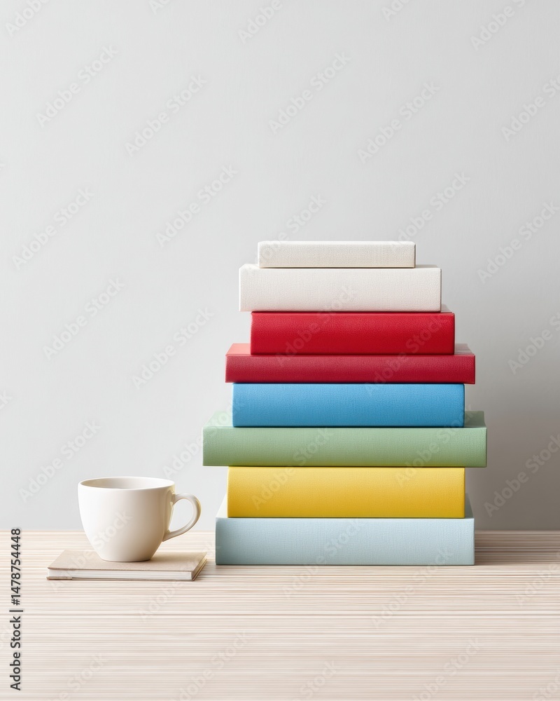 Leinwandbilder minimalist learning sanctuary color-coded reference books and mindful workspace design - empowering 