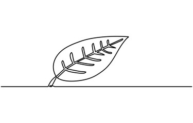 leaf drawn with one continuous line. Single line drawing of an chestnut leaf. A colored chestnut leaf icon in the form of a continuous line. Single line icon. Vector illustration.