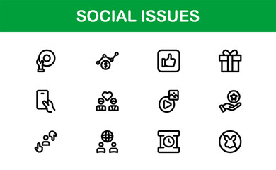 Social Awareness Icon Pack. Minimal Line Art for Activism, Diversity, and Human Rights Designs