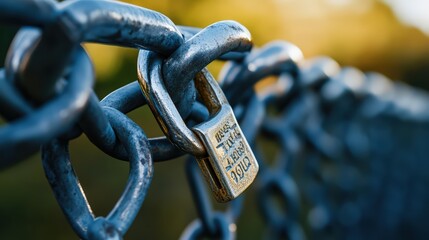 Metal chain secured with a padlock, symbolizing security and protection