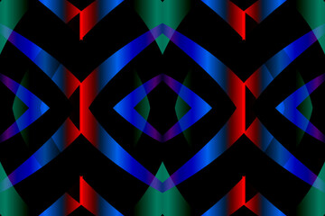 Beautiful glow colour caleidoscope gradient flower line art pattern wallpaper of indonesian traditional abstract batik ethnic dayak ornament for commercial ads	