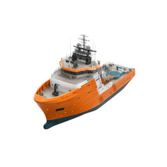 Modern Orange and Teal Offshore Supply Vessel Render