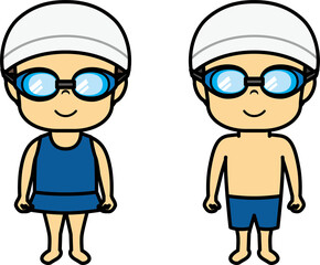 水着の男女の子供