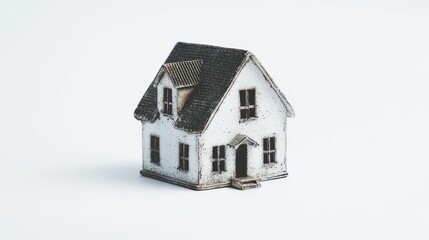 Fototapeta premium Miniature weathered model house with a distinctive dormer window design