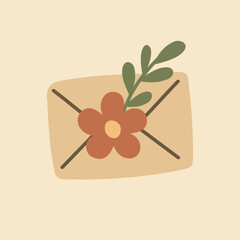 Cottagecore Theme Style Letter Envelope Vector Template