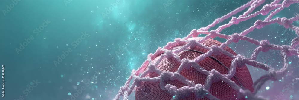 Leinwandbilder quantum biotech visualization futuristic cellular network dynamics in ethereal teal and rose - advan
