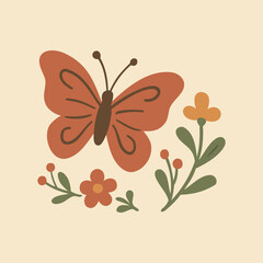 Cottagecore Theme Style Butterfly Vector Template