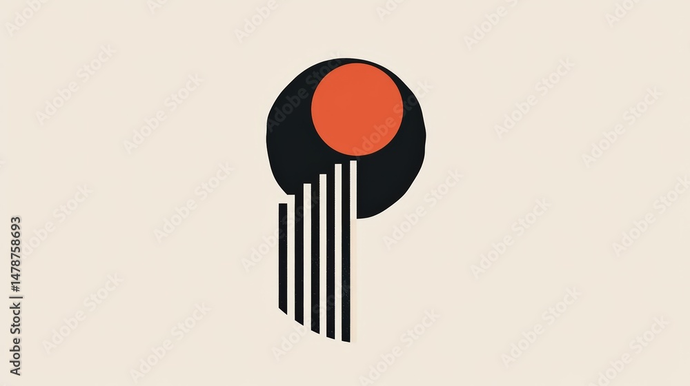 Poster minimalist composition combining geometric elements for an abstract look
