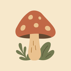 Cottagecore Theme Style Mushroom Vector Template