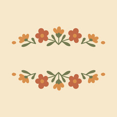 Cottagecore Theme Style Flower Border Vector Template