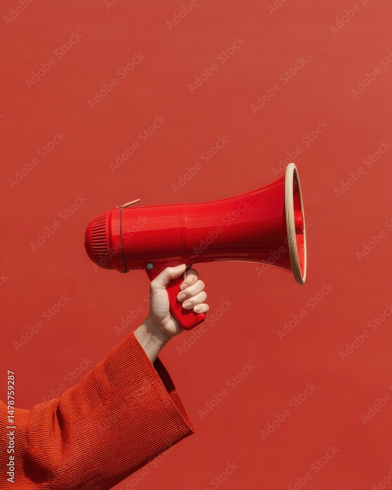 Aufkleber amplify your voice monochromatic red minimalist communication design for bold brand messaging and em