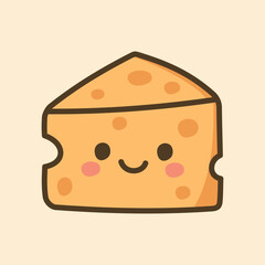 Kawaii Design Style Cheese Vector Template