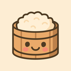 Kawaii Design Style Sticky Rice Vector Template