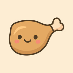Kawaii Design Style Chicken Leg Vector Template