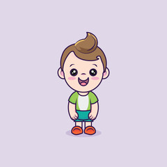 Baby boy standing with big smile