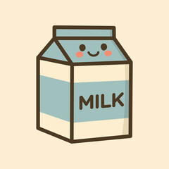 Kawaii Design Style Milk in Box Package Vector Template