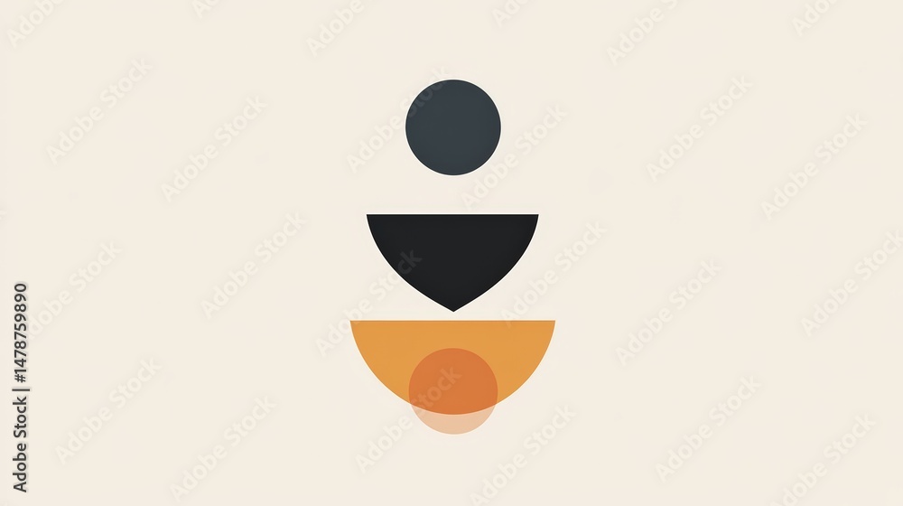 Poster minimalist geometric composition with balancing elements and muted color scheme