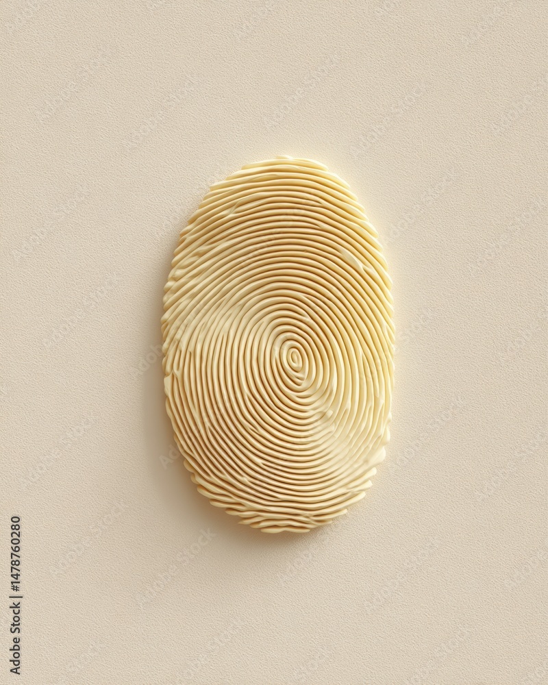 Poster Golden Biometric Identity Visualization Minimalist Fingerprint Design Elevating Digital Security and Personal Authentication Technologies