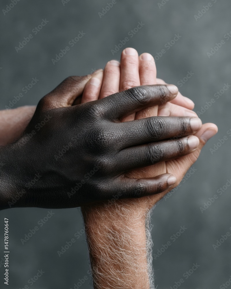 Aufkleber inclusive unity narrative multicultural hands intertwined - powerful visual metaphor for solidarity,