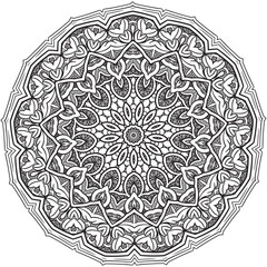 Beautiful creative mandala floral decorative element coloring book page