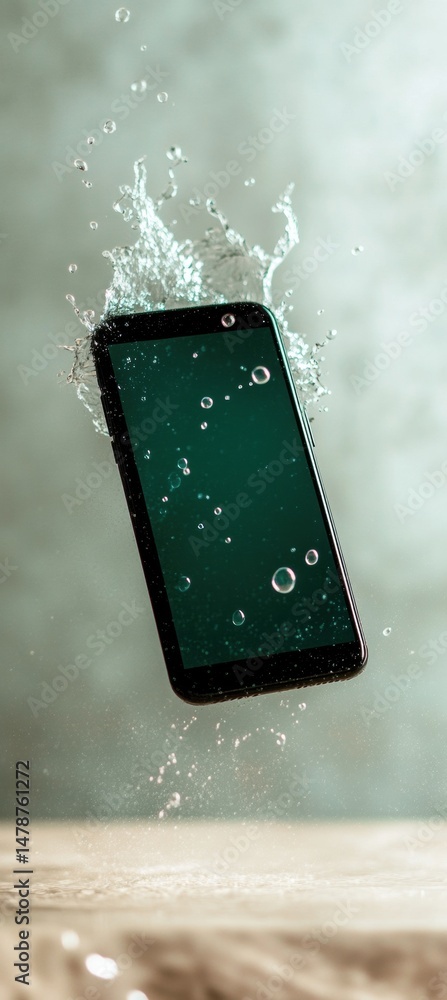 Fototapete digital burnout visualization ai-powered smartphone drowning in notification overload - millennial m