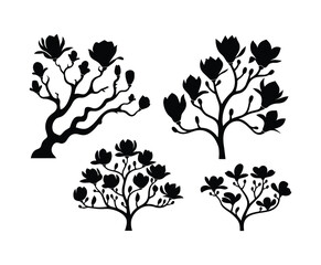 Naklejka premium Magnolia Tree Silhouette Design Collection Template