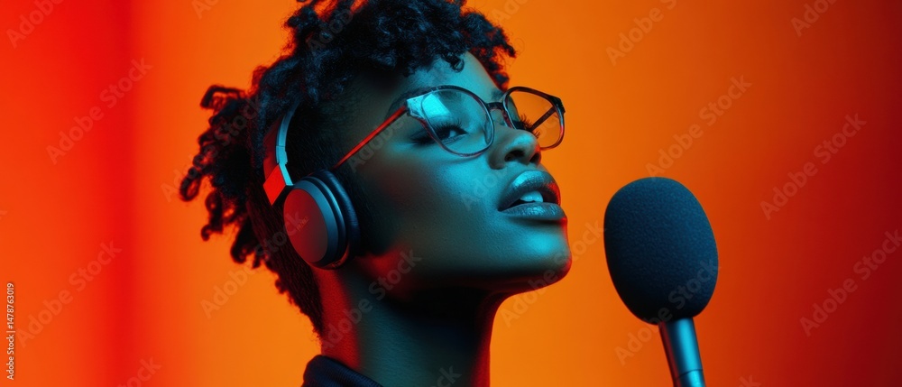 Poster gen z digital voice immersive audio creator captures authentic storytelling with dynamic podcasting 