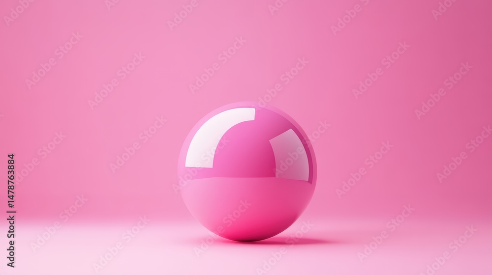 Poster minimalist rendering of a shiny pink sphere against a monochromatic backdrop