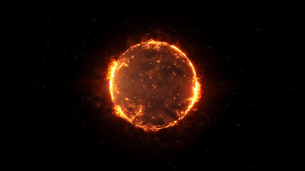 Glowing Sun in Space with Fiery Corona and Starry Background, Ideal for Cosmic Themes