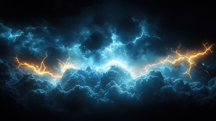 Powerful storm clouds illuminated by electric energy