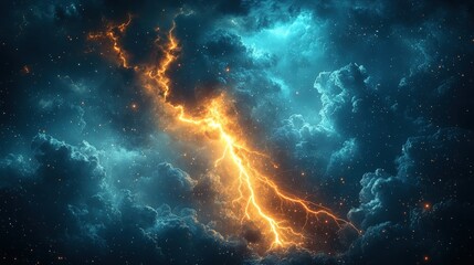 Fototapeta premium Powerful storm clouds with vibrant lightning