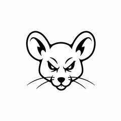 Cartoon Mouse Head with Angry Expression - Vector Illustration