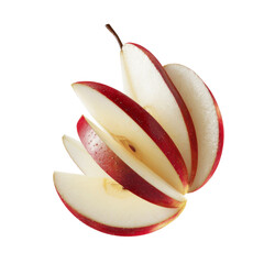 Sliced Red Pears in Air, Fresh Fruit, Healthy Eating Concept