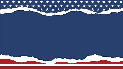 Torn Paper American Flag Background for 4th of July – Independence Day USA Patriotic Banner Template