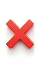 Obraz premium 3D red cross or cancel icon with soft bevel and shadow effect, displayed over plain white background for error message or rejection symbol in digital UI