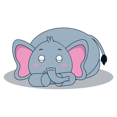 Cute Baby Elephant Cartoon Character. Isolated on White Background.