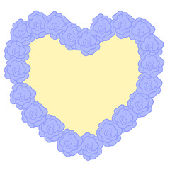 Yellow Heart Framed with Purple Roses – Complete Romantic Frame Design | Set of Yellow Hearts Decorated with Purple Roses