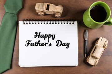 fathers day card with a cup of coffee and a toy car