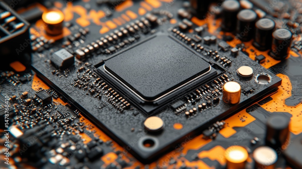 Aufkleber electronic circuit board: a captivating close-up of an intricate electronic circuit board, its compl