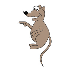 Brown mouse rat isolated on white background. Vector illustration