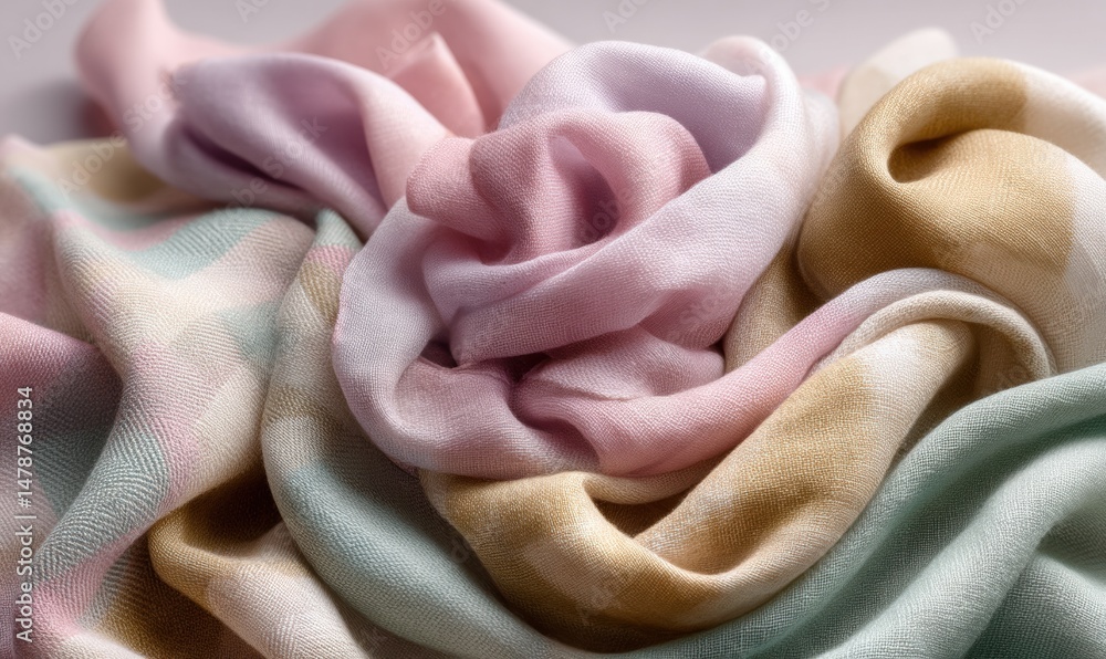Poster soft symmetry tranquil textile design exploring pastel gradient trends in fluid fabric textures for 