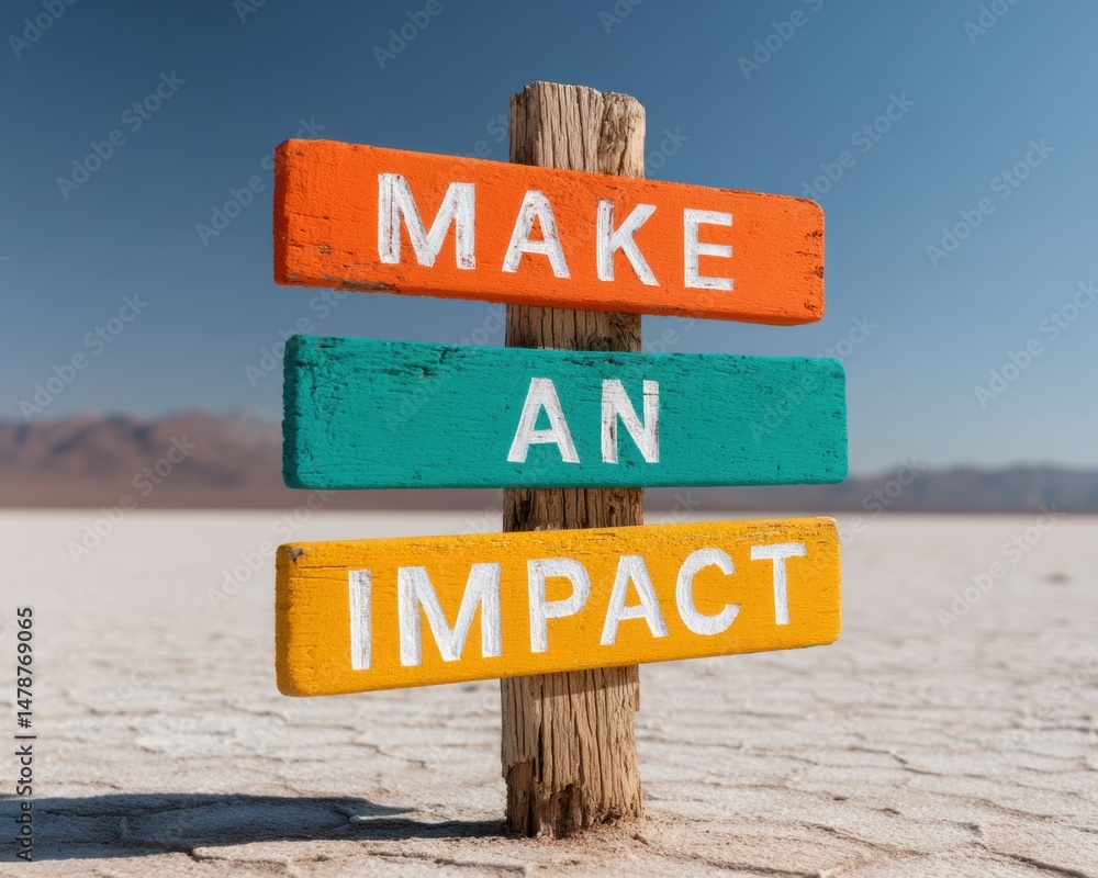 Poster purpose-driven minimalism weathered wooden signpost inspiring entrepreneurial resilience with bold c