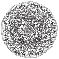 Beautiful creative mandala floral decorative element coloring book page. Decoration. Illustrator for anti stress and relax