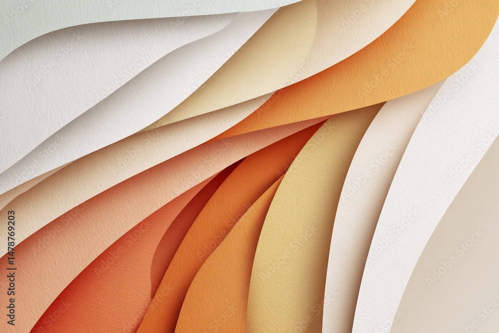 Poster layers of warm colors abstract background with curved elements design