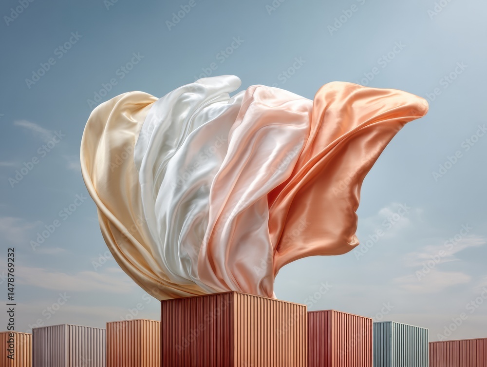 Aufkleber soft gradient fluid textile innovation ethereal fabric sculpture showcasing dynamic material design 